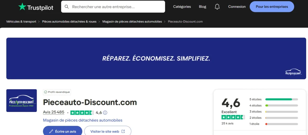 avis clients sur Pieceauto Discount.com
