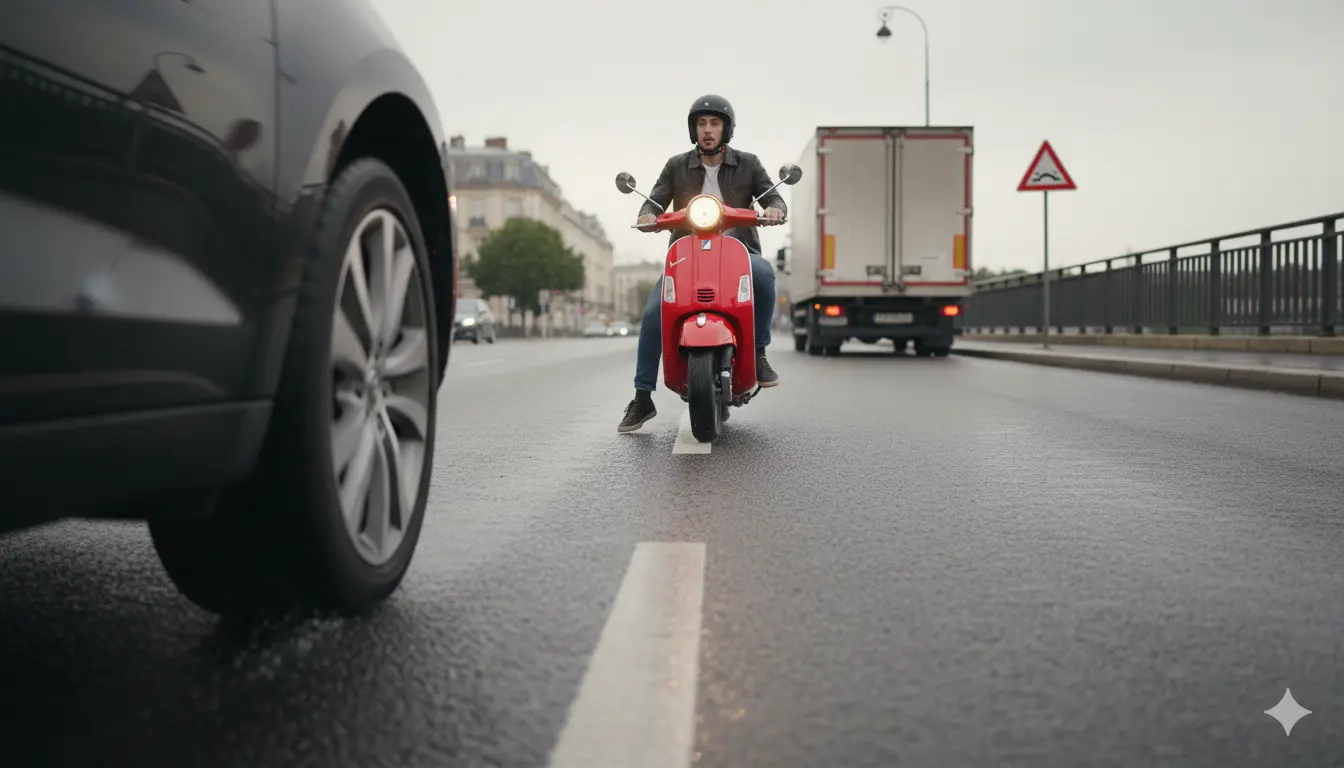 Peut-on doubler un scooter sur une ligne blanche ?