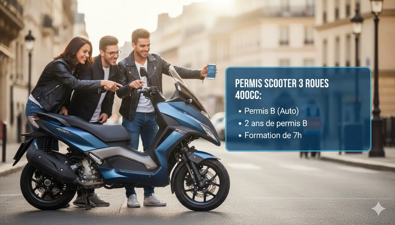 Quel permis faut-il pour conduire un scooter 3 roues 400 cm3 ?