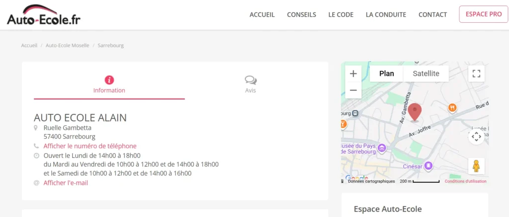auto école Alain à Sarrebourg localisation