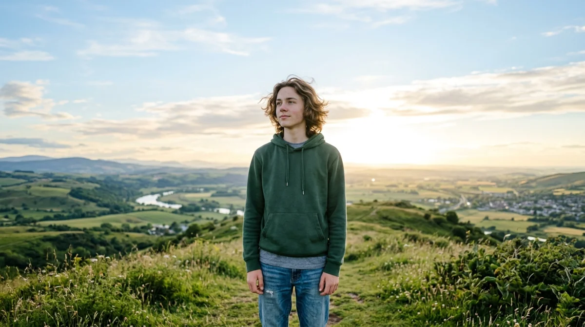 Jeune de 17 ans regardant l'horizon, symbolisant l'indépendance du permis de conduire.