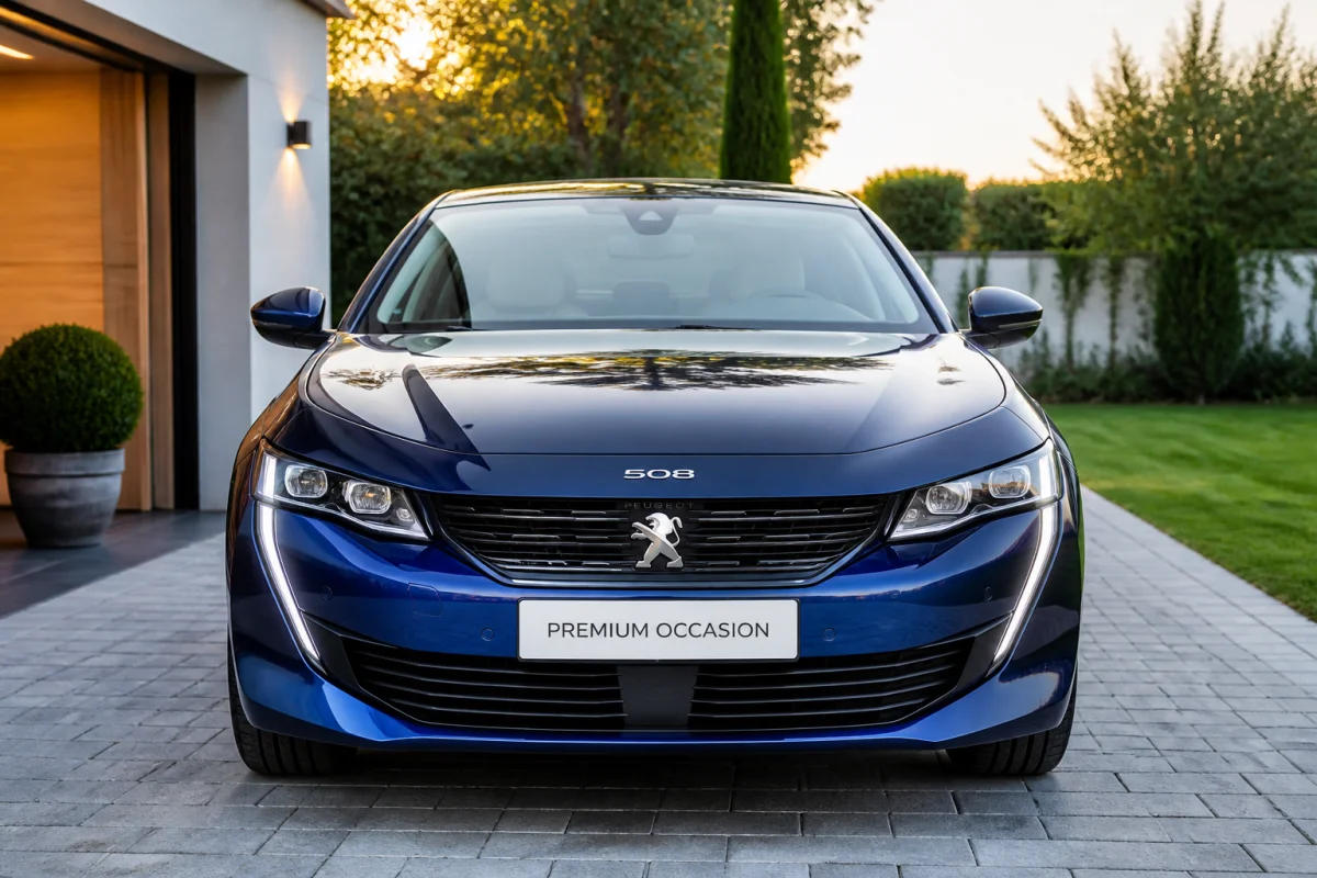 Voiture bleue propre garée sur une allée pour illustrer comment vendre une voiture pour pièce efficacement.